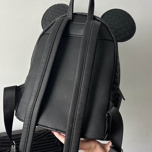 Loungefly Black Woven Disney Mickey Backpack - Picture 4 of 5